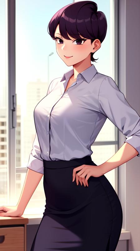 00051-2669952851-pixel-Komi-Shuuko, 1girl, solo , 1girl, suit, office lady, pencil skirt, office desk, masterpiece, best quality.png